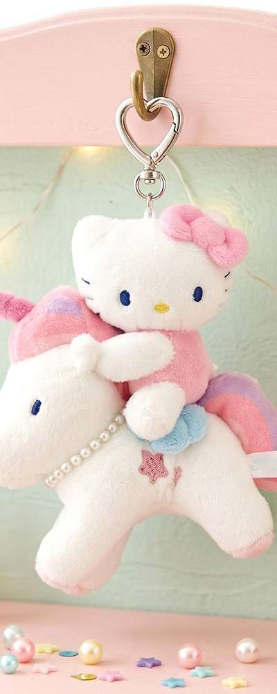 Hello Kitty Character Unicorn 15cm Keyring Bag Charm (Rainbow) 078428