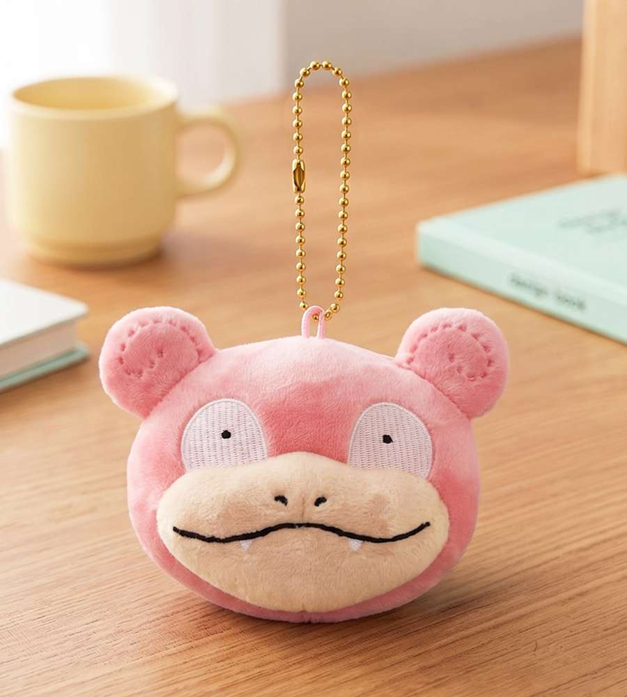Pokémon Slowpoke Character Face Plush Pouch Keyring Bag Charm 837134