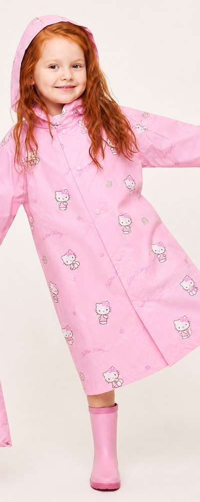 Hello Kitty Character Pink Daisy EVA Children's Raincoat (Pink)