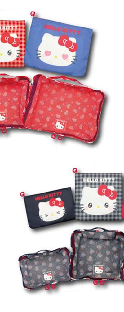 Hello Kitty Character Multi-Pocket Storage Pouch Bag-in-Bag Travel Pouch (Face)