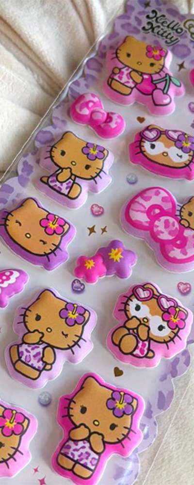Hello Kitty Character Mochi Mochi Marshmallow Sticker (Leopard)