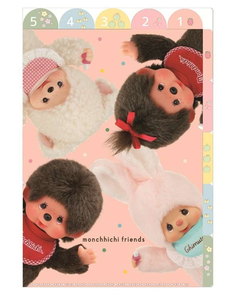 Monchhichi Character Hardcover Vertical and Horizontal 5-Pocket Index Clear File (Friends) 190582