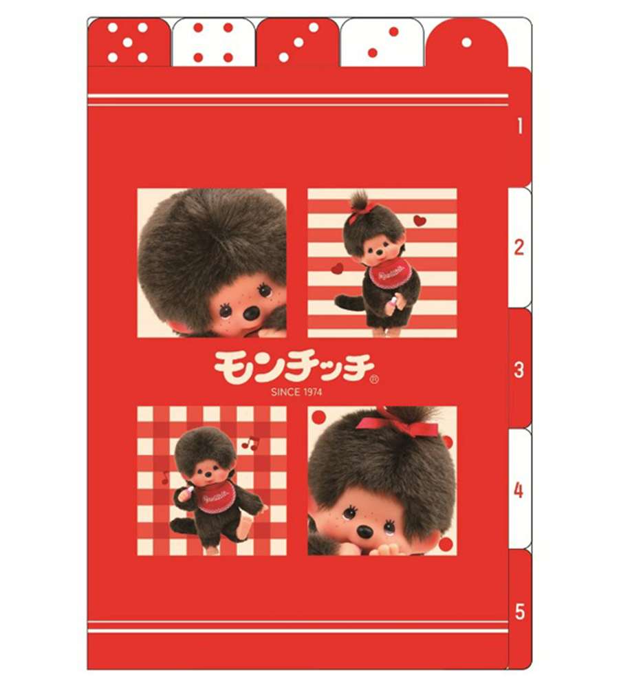 Monchichi Character Hard Cover Landscape and Portrait 5-Pocket Index Clear File (Block)
