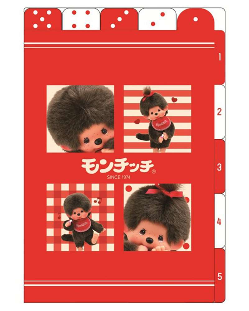 Monchichi Character Hard Cover Landscape and Portrait 5-Pocket Index Clear File (Block)