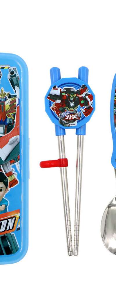 Hello Carbot Warrior Character Correction Chopsticks Silent Spoon Full Set 402399