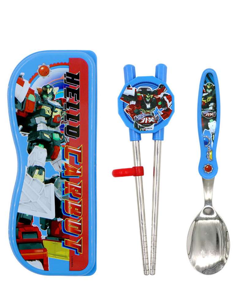 Hello Carbot Warrior Character Spoon & Dual-Hand Training Chopsticks Case Set 402429