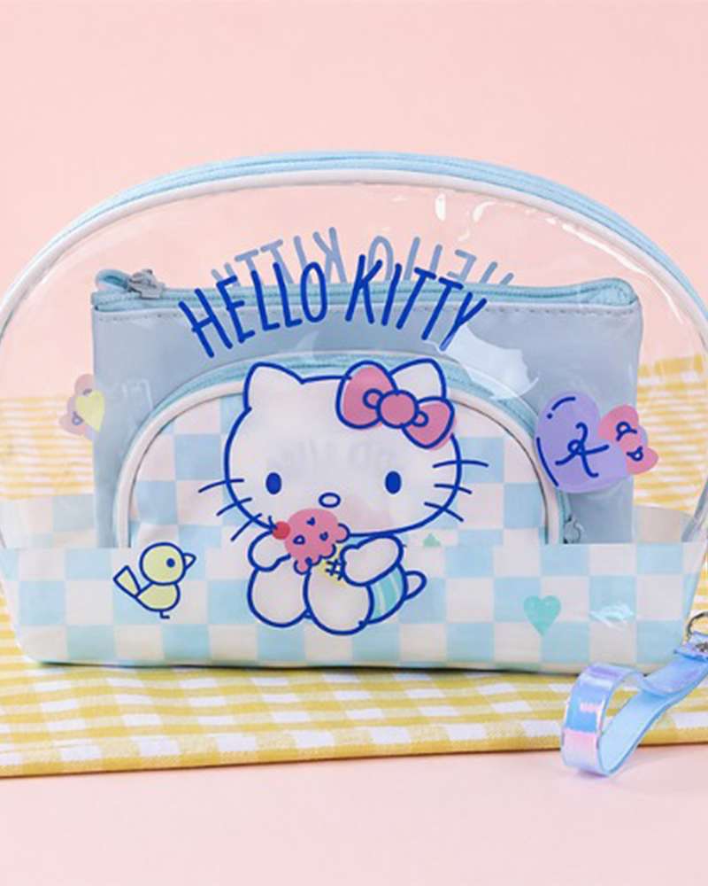 Hello Kitty Character Transparent 3-Piece Pouch (Play) 980227