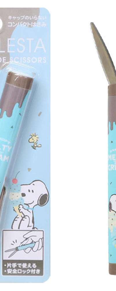 Snoopy Character Slide Stick Scissors (Melty Ice Cream)