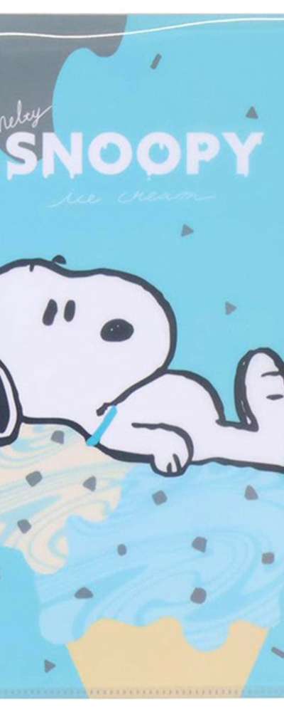 Snoopy Character 6-Pocket 1-Zipper Bag Index Clear File (Melty Ice Cream)