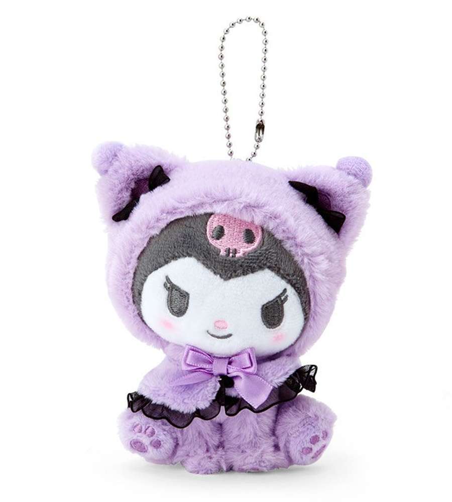 Kuromi Character Mascot Keyring - Healing Nyanko Cat Version