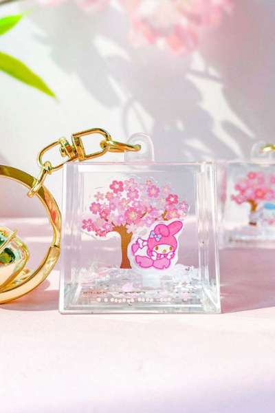 Sanrio Character Square Cherry Blossom Keyring