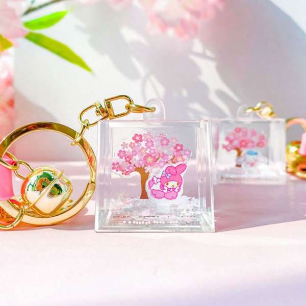 Sanrio Character Square Cherry Blossom Keyring