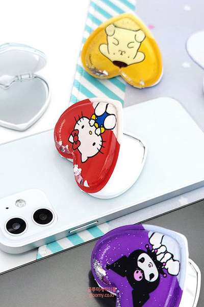 Sanrio Character Glitter Heart Mirror Phone Ring Holder (Choose 1) 502522