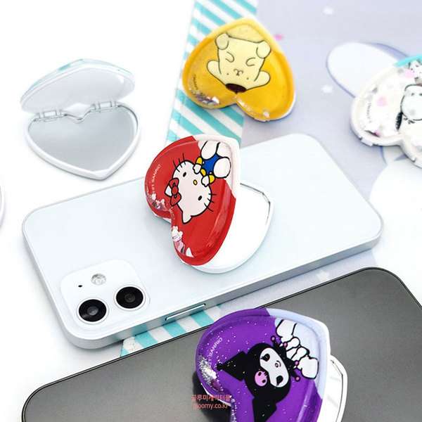 Sanrio Character Glitter Heart Mirror Phone Ring Holder (Choose 1) 502522