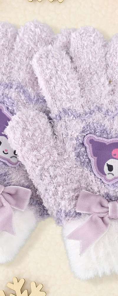 Kuromi Character Velvet Ribbon Wing Gloves Children's Gloves 437641