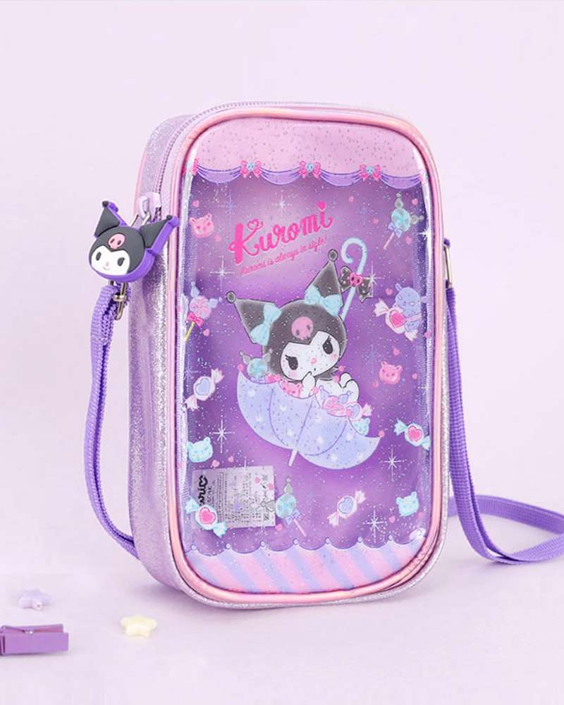 Kuromi Character Glossy Transparent Phone Crossbody Bag 778439