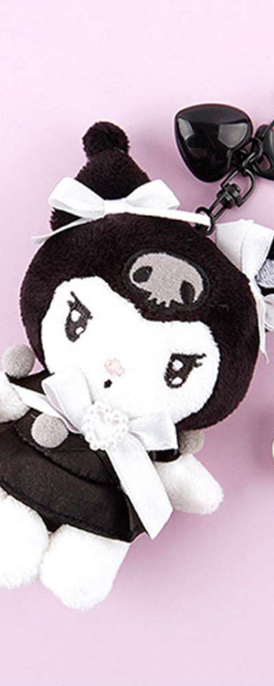Kuromi Character Black Heart 8cm Plush Keyring Bag Charm 087300