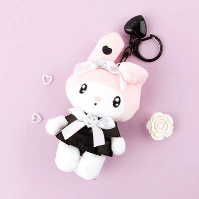 My Melody Character Black Heart 8cm Figure Keyring Bag Charm 087294