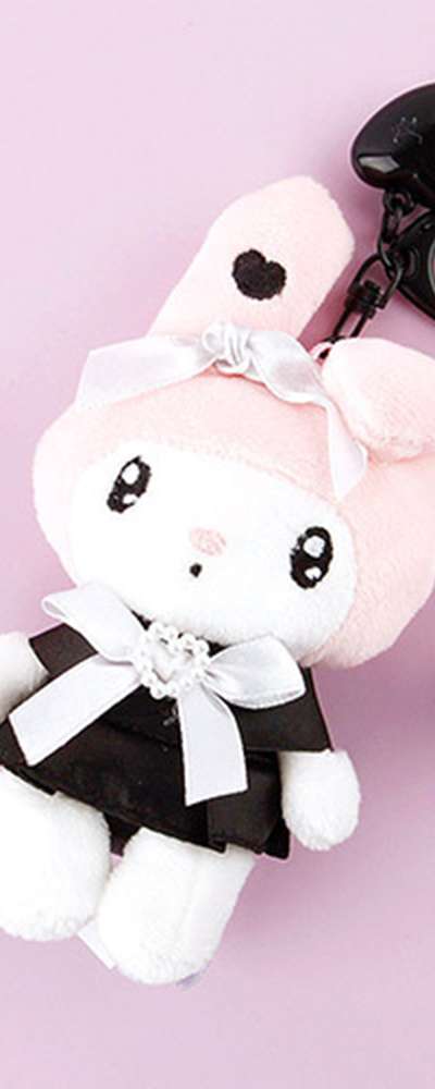 My Melody Character Black Heart 8cm Figure Keyring Bag Charm 087294