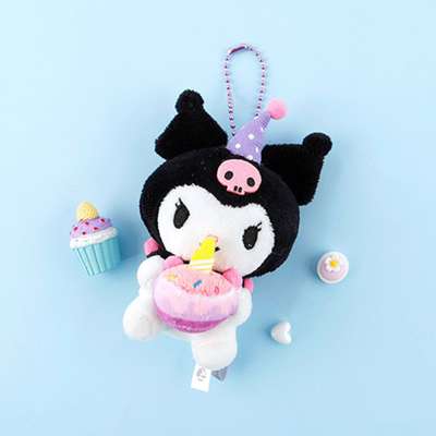 Kuromi Birthday Cake 8cm Plush Keyring Bag Charm 507473