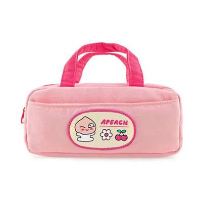 Kakao Friends Apeach Character Handle Plush Pencil Case Pouch (Say Cheese) 205191