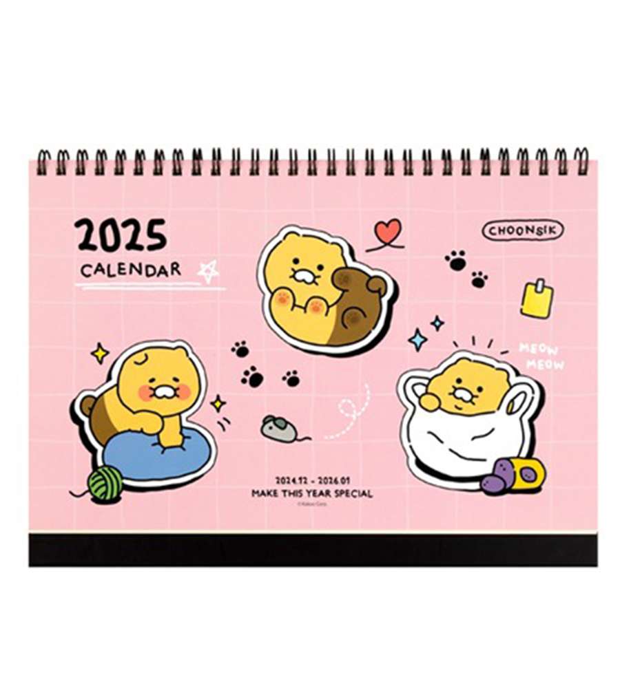Kakao Friends Choonsik Ordinary 2025 Basic Desk Calendar (Pink) 203609