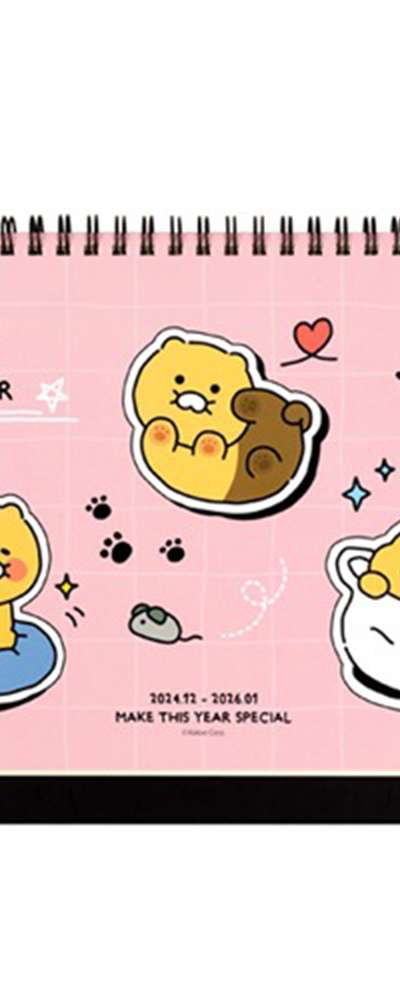 Kakao Friends Choonsik Ordinary 2025 Basic Desk Calendar (Pink) 203609