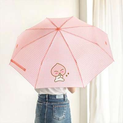 Kakao Friends Apeach Character Check Pattern 3-Fold Manual Umbrella 182997