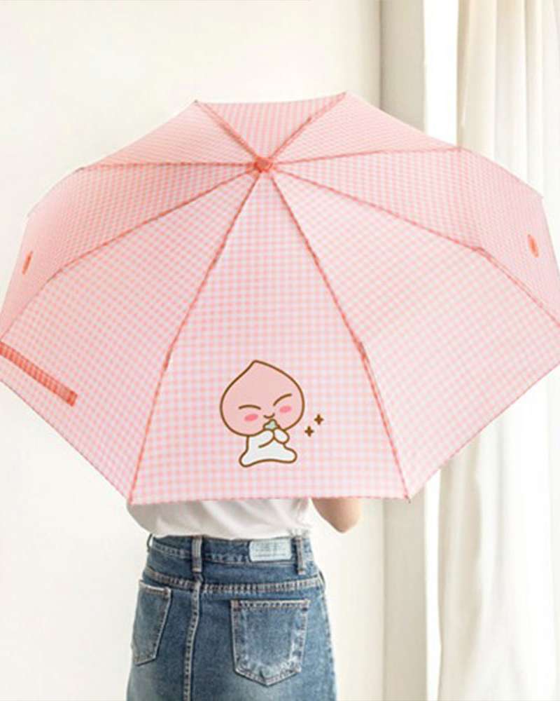 Kakao Friends Apeach Character Check Pattern 3-Fold Manual Umbrella 182997