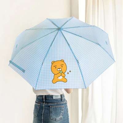 Kakao Friends Ryan Character Check Pattern 3-Fold Manual Umbrella 182980