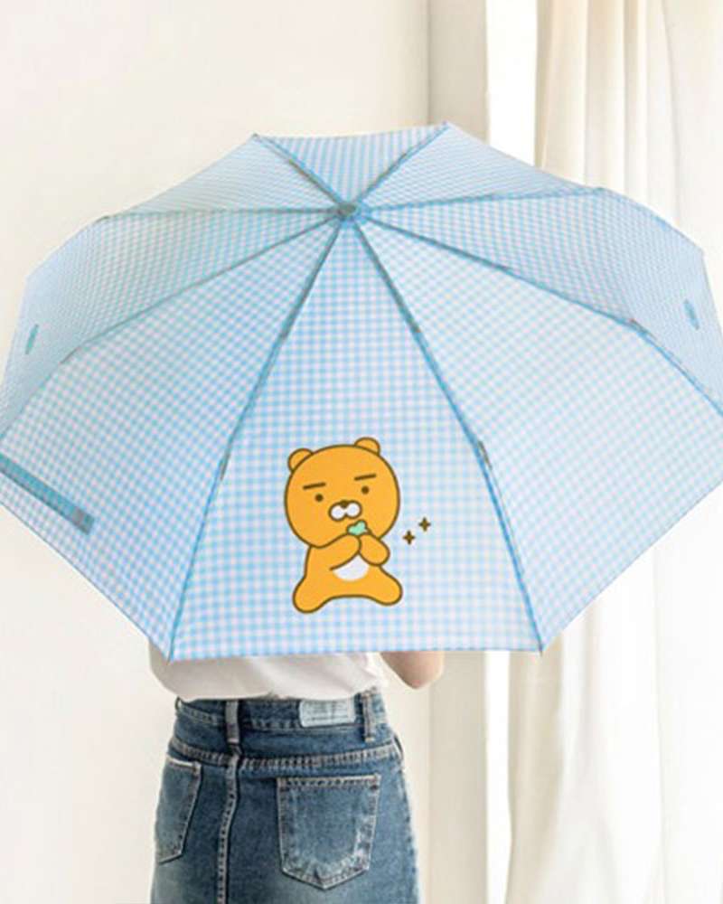 Kakao Friends Ryan Character Check Pattern 3-Fold Manual Umbrella 182980