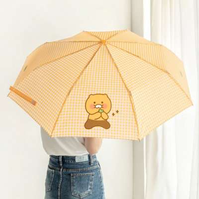 Kakao Friends Choonsik Check Pattern 3-Fold Manual Umbrella 182973