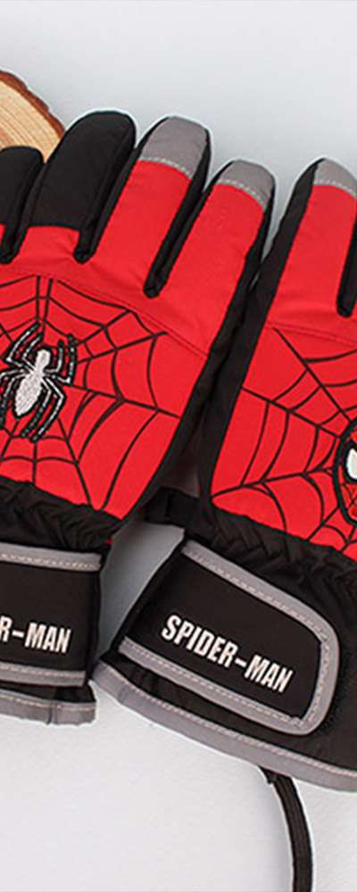 スパイダーマン キャラクター レッド スキー手袋 防寒手袋
