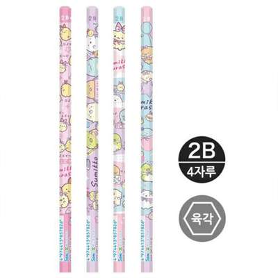 Sumikko Gurashi Character Hexagonal 2B Pencil 4-Pack (Angel, Ebi, Ten-Aider) (Japan)