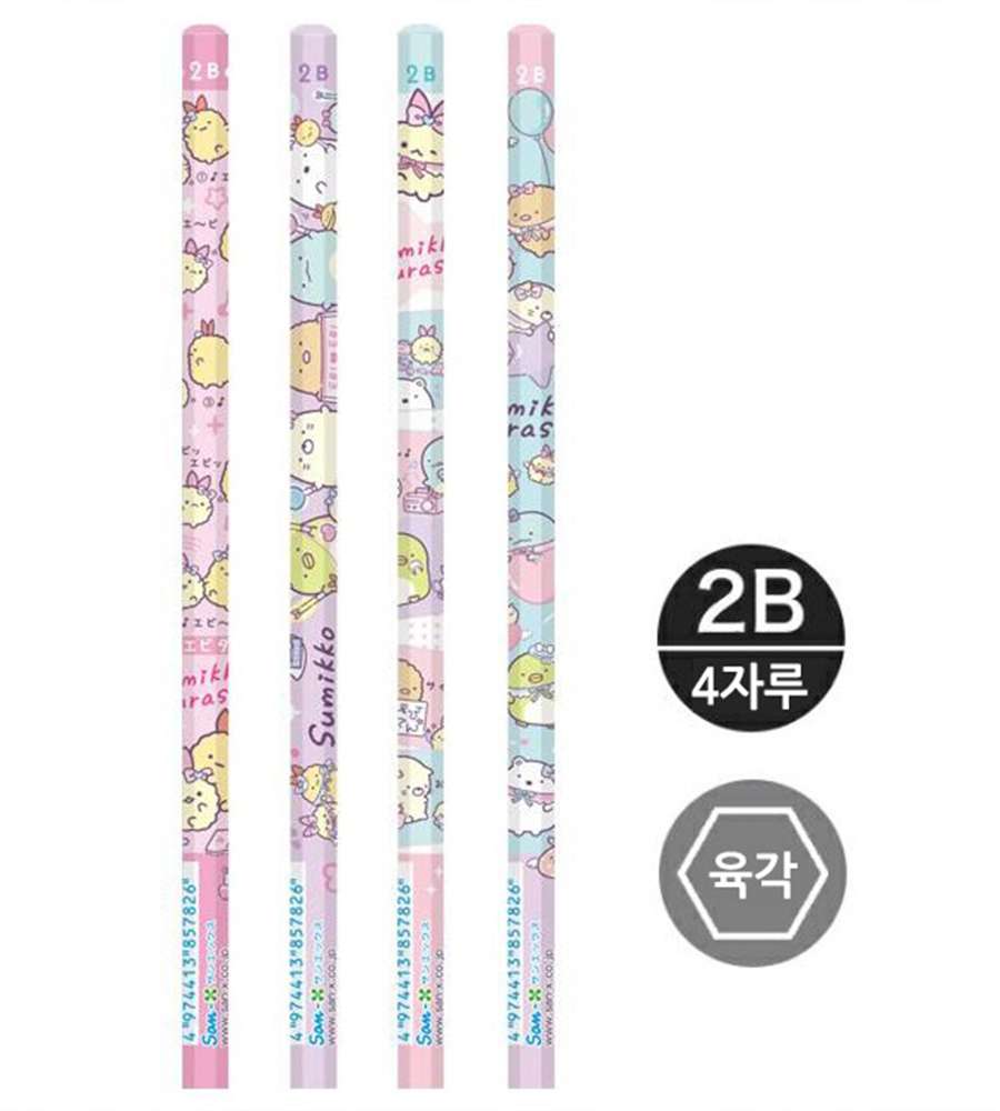 Sumikko Gurashi Character Hexagonal 2B Pencil 4-Pack (Angel, Ebi, Ten-Aider) (Japan)