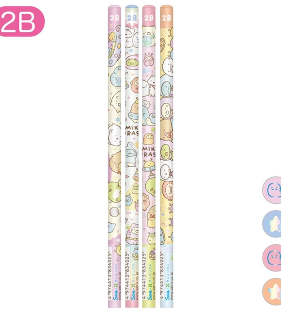 Sumikko Gurashi Character 2B Pencil 4-Pack Set (Weird Friends)