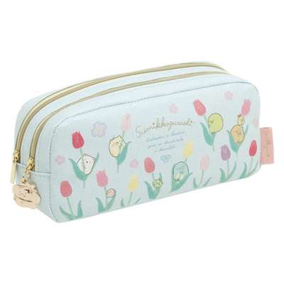 Sumikko Gurashi Character Dual-Zipper Plush Pencil Case Pouch (Weed Fairy's Flower Bed)