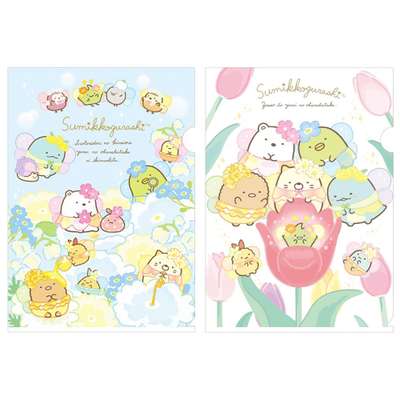 Sumikkogurashi Character A4 Clear File 2-Piece Set (Weed Fairy's Flower Garden)