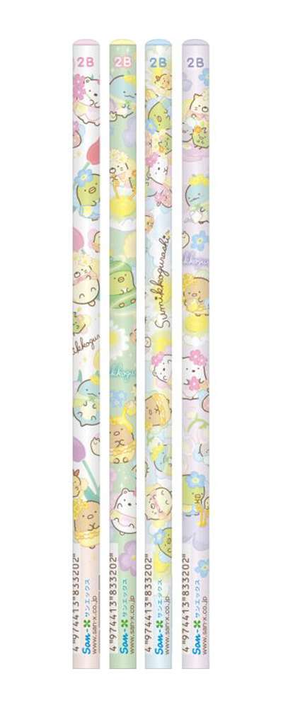 すみっコぐらし キャラクター2B鉛筆 4p セット(雑草妖精のお花畑)