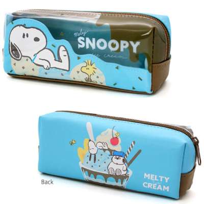 Snoopy Character Box Pen Pouch Plush Pencil Case (Melty Ice Cream)