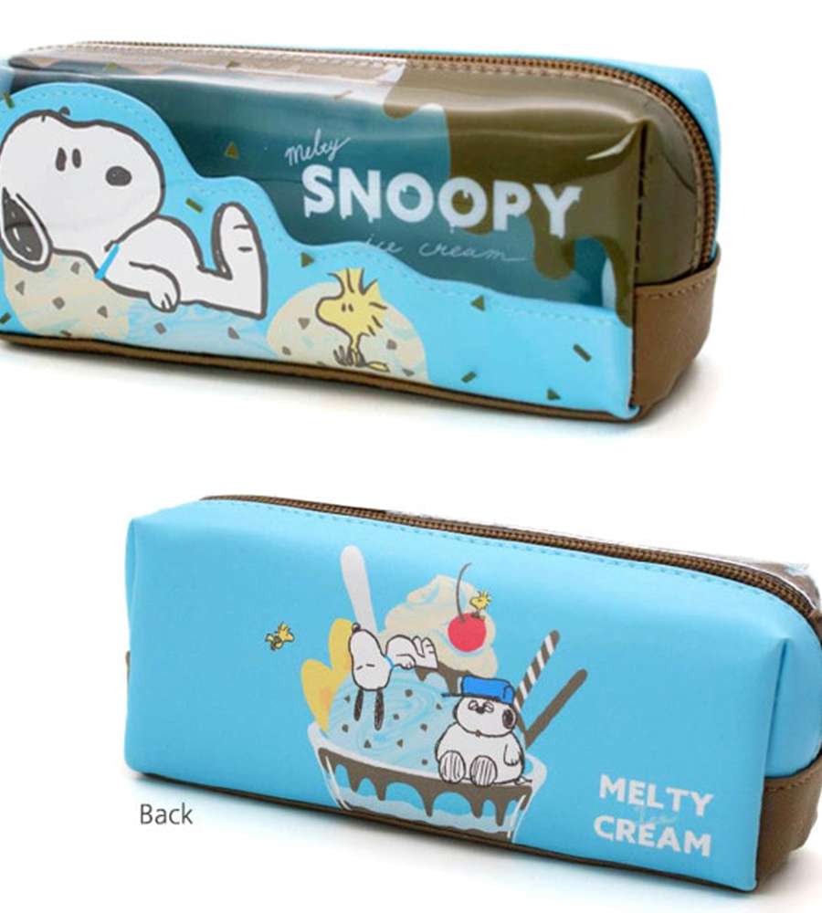 Snoopy Character Box Pen Pouch Plush Pencil Case (Melty Ice Cream)