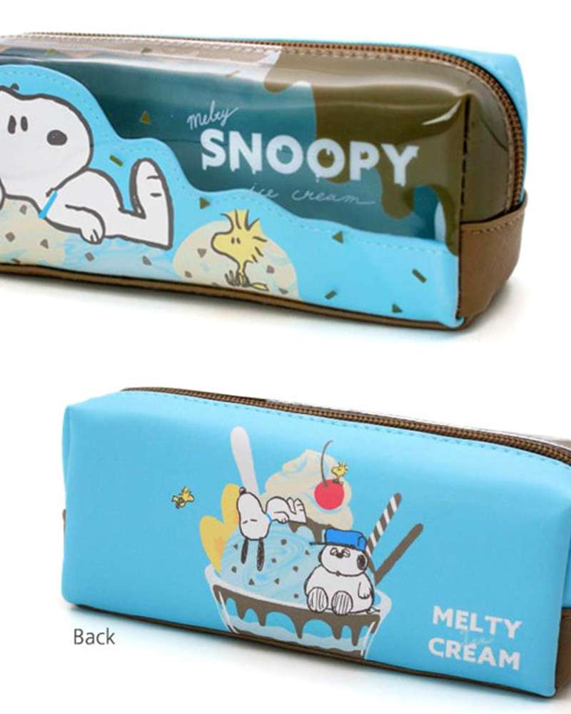 Snoopy Character Box Pen Pouch Plush Pencil Case (Melty Ice Cream)