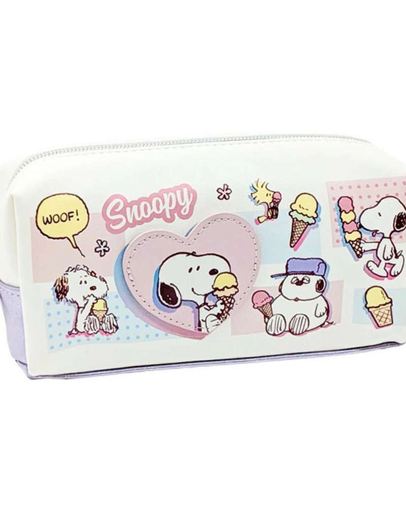 Snoopy Character Pen Pouch Plush Pencil Case (Ice Cream)