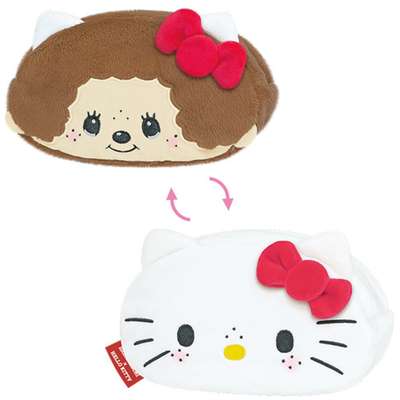 Monchhichi Hello Kitty Collaboration Character Reversible Double-Sided Plush Pen Pouch (309062)
