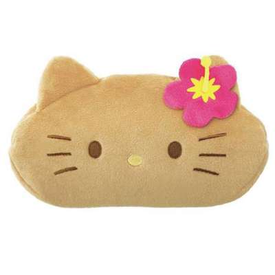 Hello Kitty Character Face Plush Pen Pouch (Tanning Kitty)