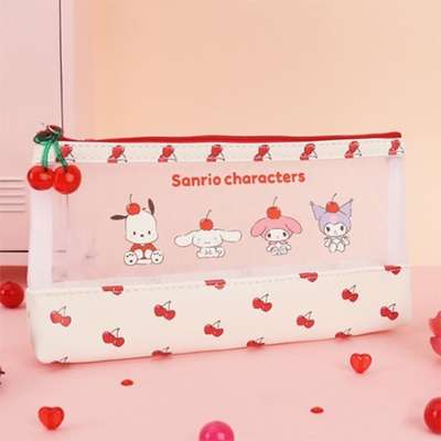 Sanrio Character Flat Pencil Case Multi-Purpose Pouch (Cherry) 785949