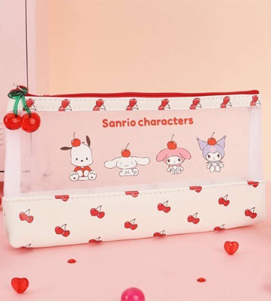 Sanrio Character Flat Pencil Case Multi-Purpose Pouch (Cherry) 785949