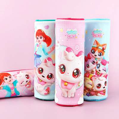 Wish Cat Character Cylindrical Plush Pencil Case (Random Shipment) 131221