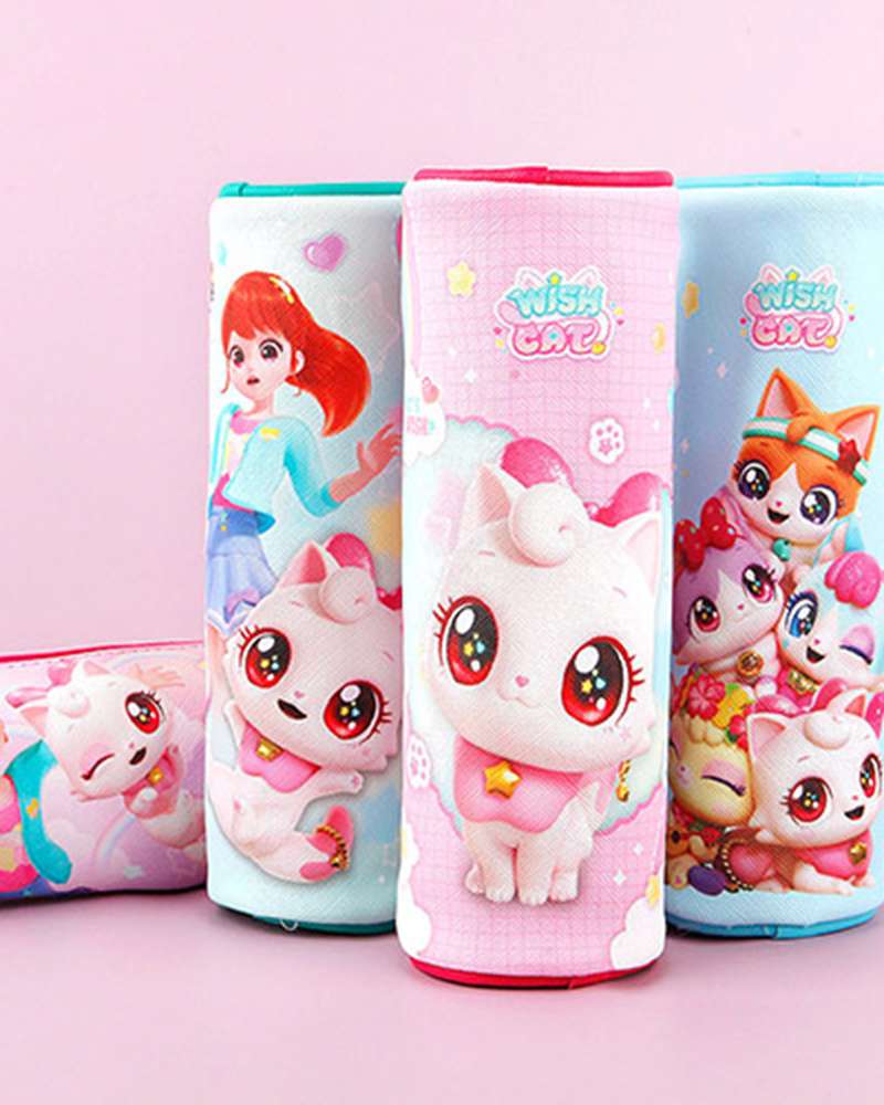 Wish Cat Character Cylindrical Plush Pencil Case (Random Shipment) 131221