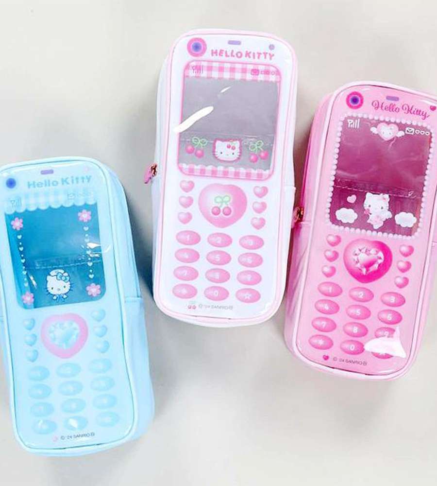 Hello Kitty Character Feature Phone Vinyl Pouch Sewn Pencil Case (90s)